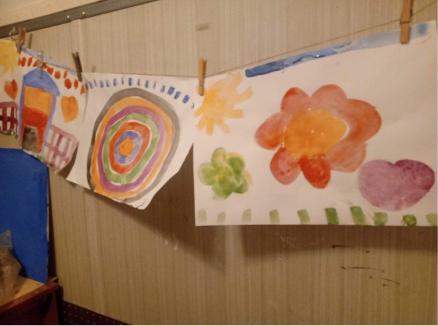 bunte_Wasserfarbenbilder_Blumen_Sonne_Kreise